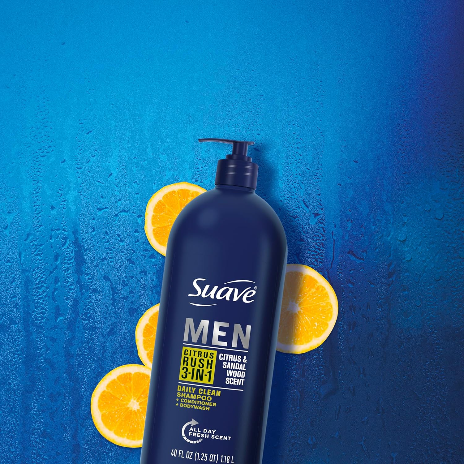 Suave Shampoo Conditioner Bodywash Men 3 in 1 Citrus & Sandal Wood to Cleanse and Nourish Hair and Skin, 40 oz Pack of 3 - Image 4