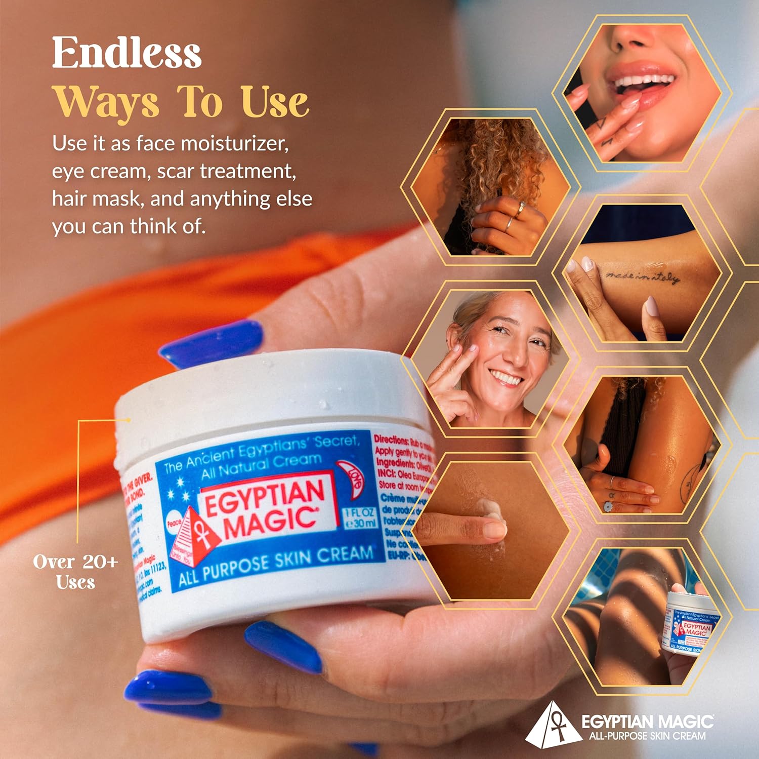 Egyptian Magic - All Purpose Face, Body, and Dry Skin Moisturizing Cream, Skin Protectant for Women & Men, Eczema Care Healing Balm, Scar Treatment, Stretch Marks, and Tattoo Aftercare, 1oz Jar - Image 5