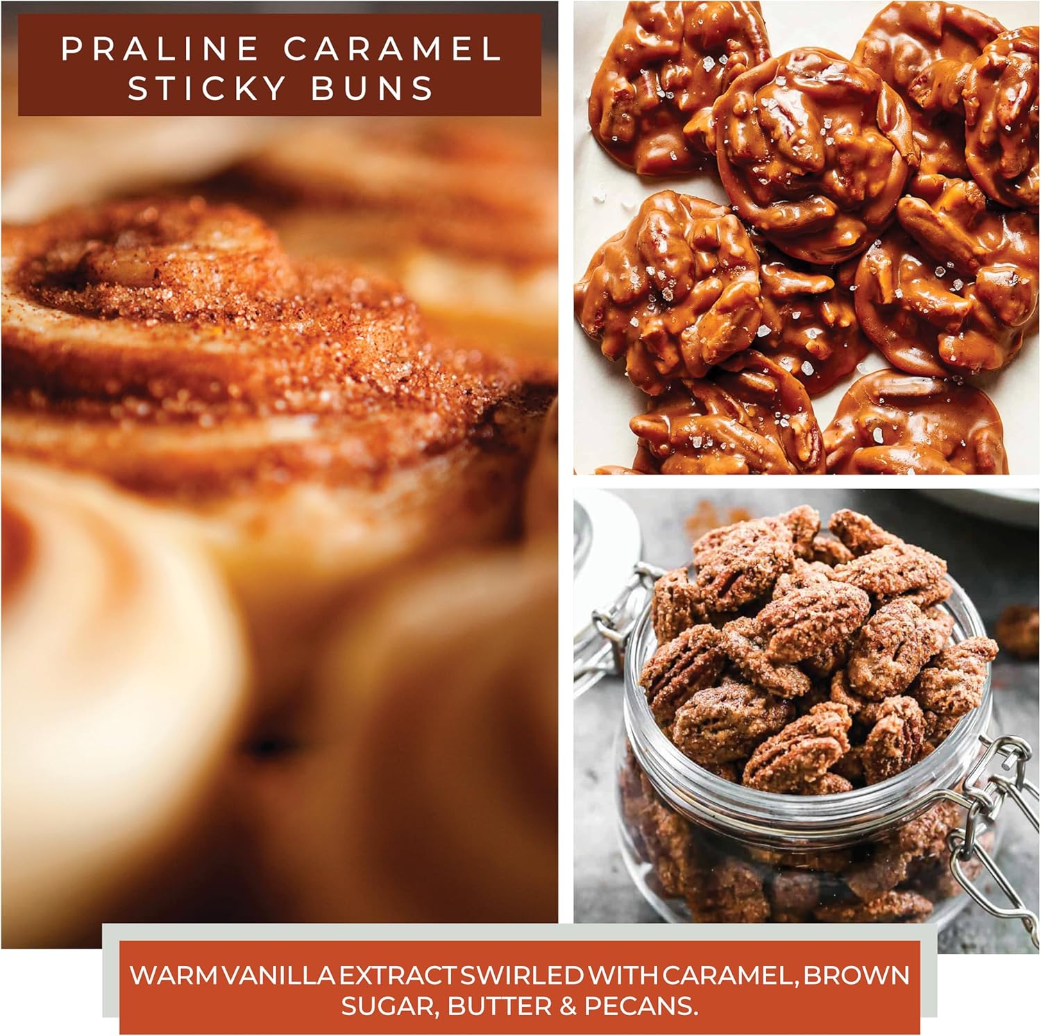 A Cheerful Giver — Praline Caramel Sticky Buns - 24oz Large Scented Candle Jar with Lid - Cheerful Candle - 135 Hours of Burn Time, Christmas Gift for Women, Brown - Image 3