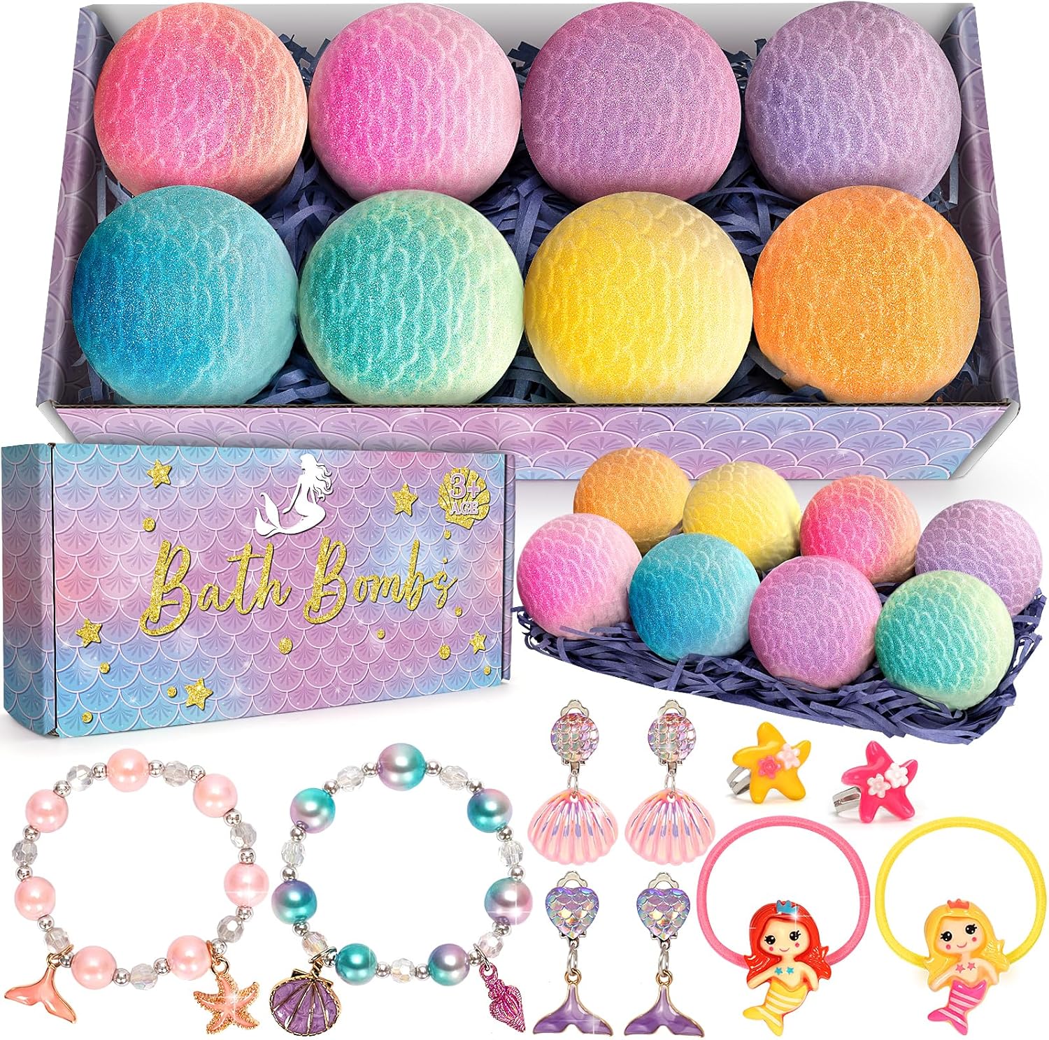 8 Pack Mermaid Bath Bomb Kit with Surprise Toys for Girls Aged 4-8 - Image 8