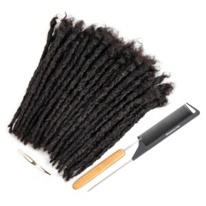 DAIXI Handmade Interlocking Locs 100% Real Human Hair Permanent Loc Extensions Textured Natural Looking Soft Dreadlocks (1B - 0.8cm, 6 Inch 30 Strands)