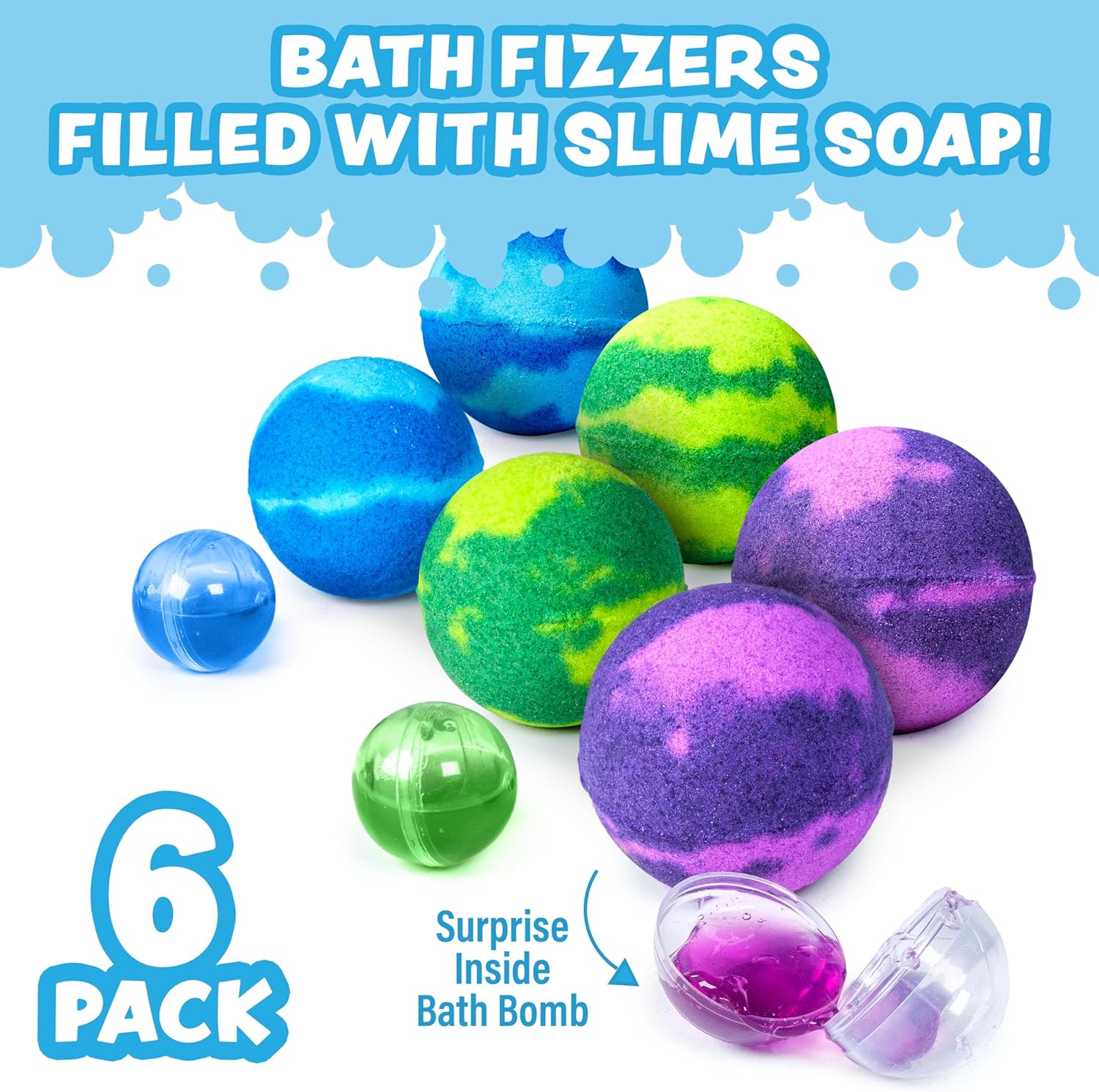 Super Goo Bath Slime Surprise Bombs 6 Pack Nontoxic Stretchy Squishy Soap for Kids - Image 7
