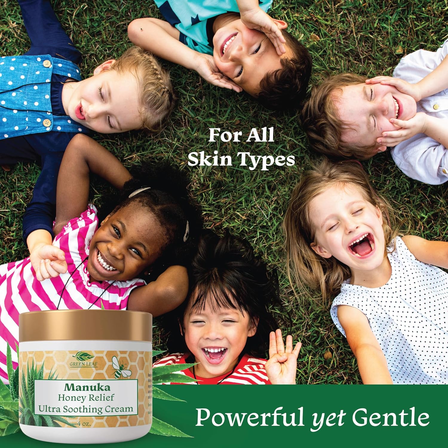 Green Leaf Naturals - Manuka Honey Face Cream - 4oz -Aloe Vera - Jojoba Oil Infused - Body Cream - Gluten Free Moisturizer for Kids & Adults - Nourishing Skin Care - Image 5