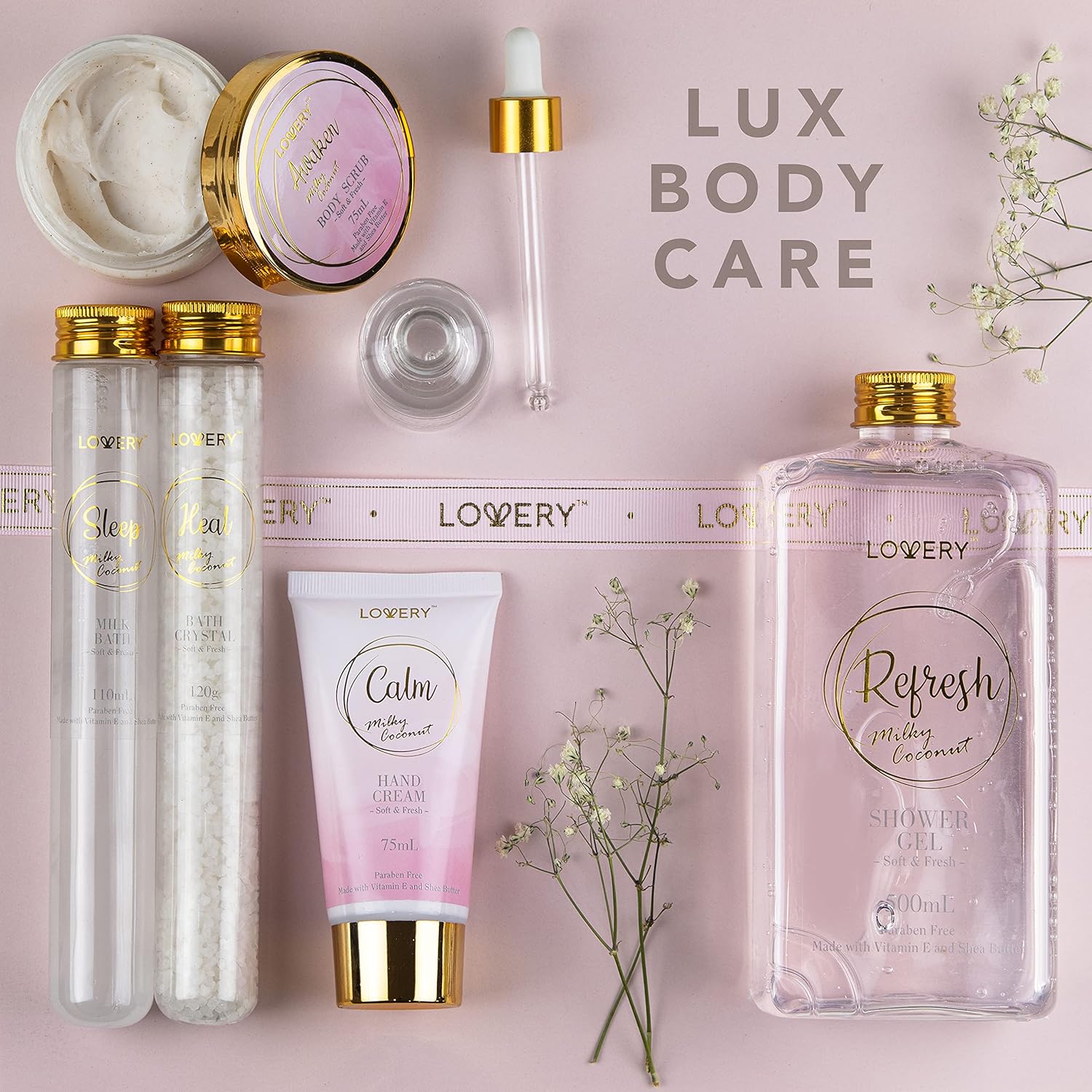 Milky Coconut Scent Luxury Home Spa Bath Gift Set with Body Care Essentials and Bath Pillow - Image 4