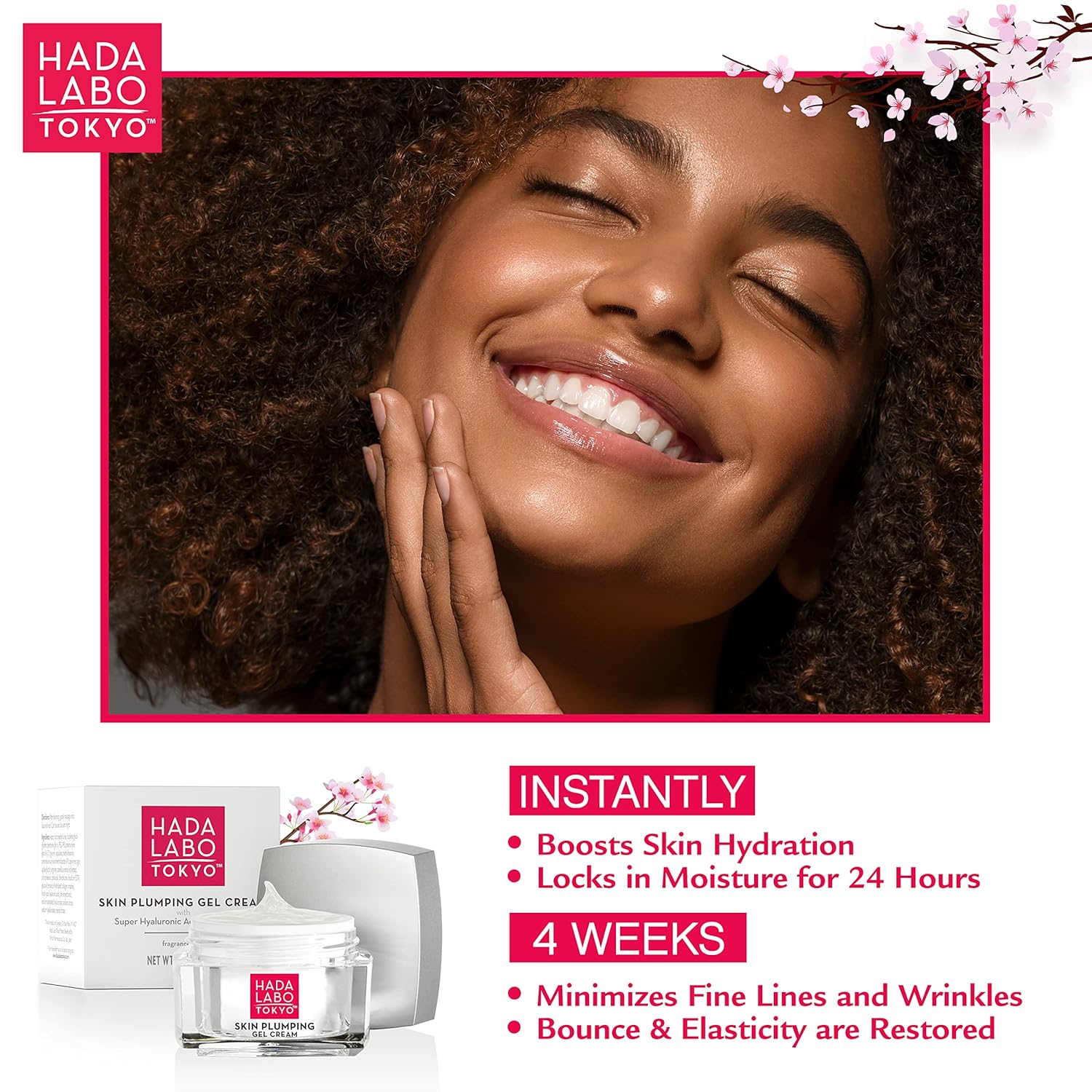 Hada Labo Tokyo Plumping Gel Cream Facial Moisturizer 1.76 oz with Super Hyaluronic Acid Ceramides Collagen - Image 7