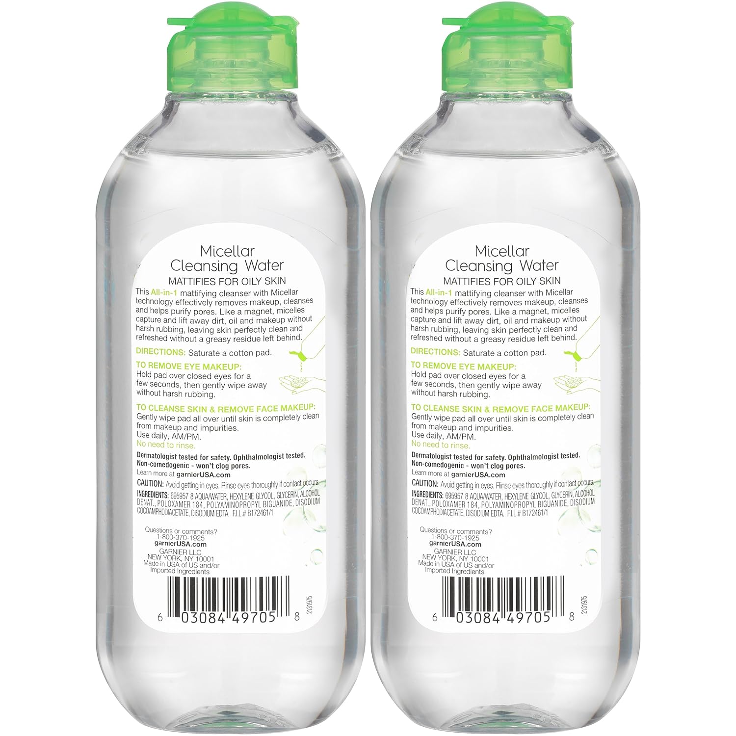 Garnier Mattifying Micellar Water for Oily & All Skin Types, Vegan Cruelty-Free Makeup Remover, 13.5 Fl Oz (400mL), 2 Count Pack - Image 2