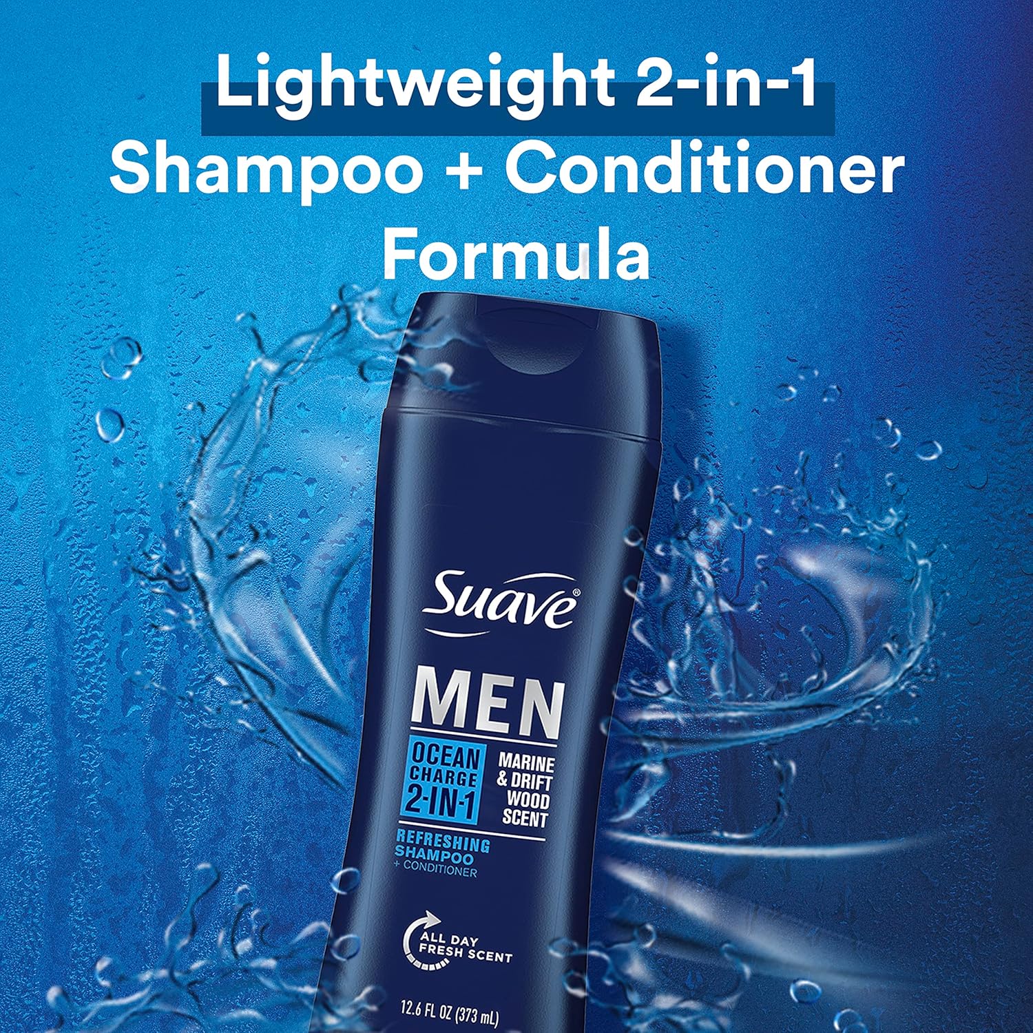 Suave Men 2 in 1 Shampoo and Conditioner Ocean Charge 12.6 Fl Oz (Pack of 6) - Image 3