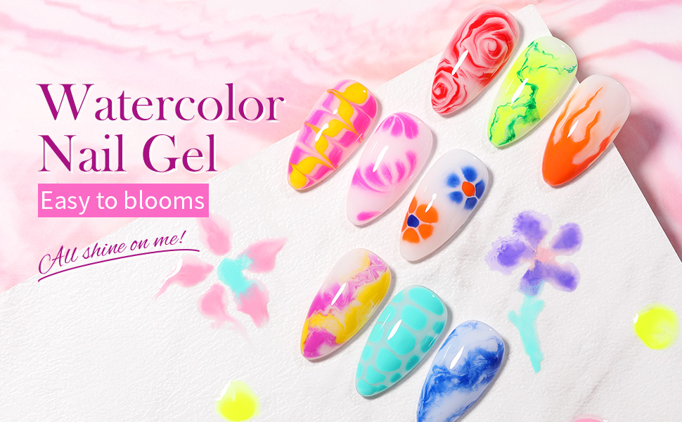 Watercolor nail gel
