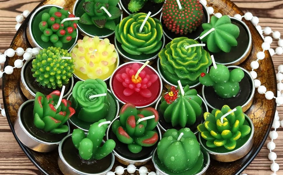 Cactus Succulent Tealight Candles