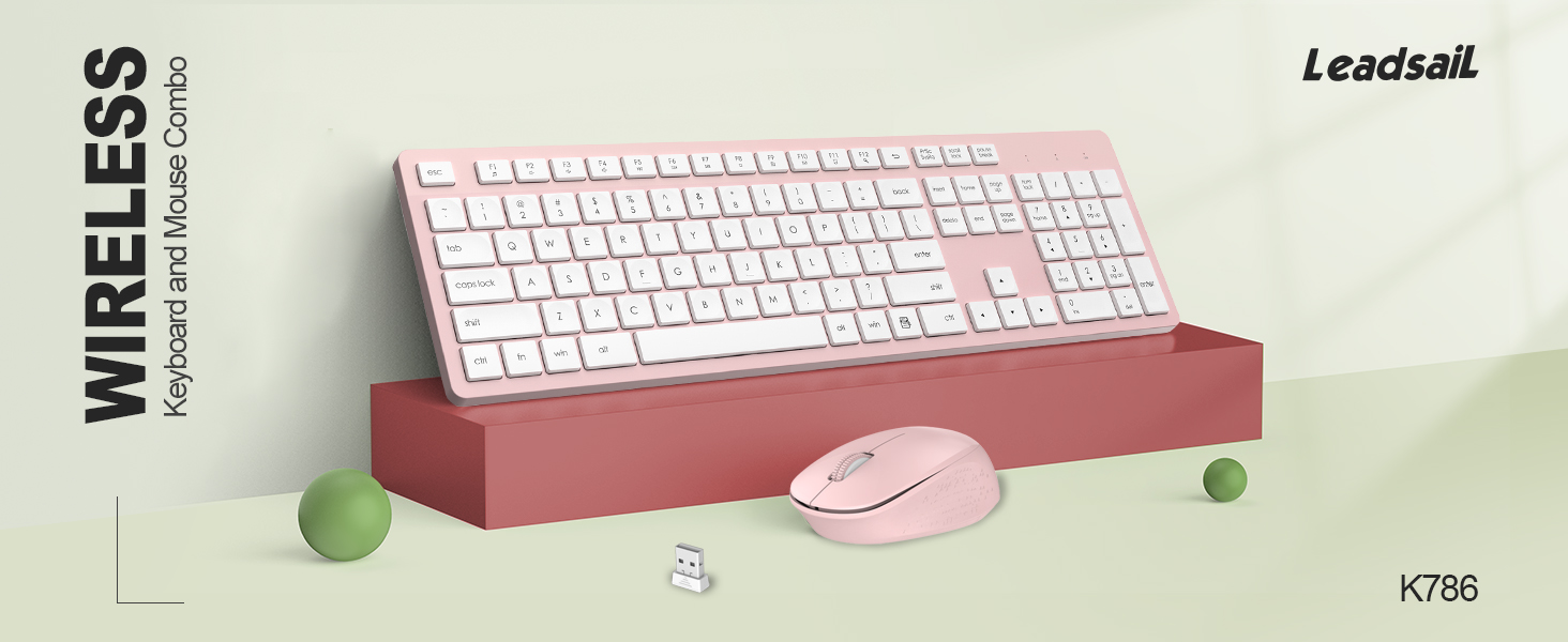 Pink Wireless Keyboard and Mouse Combo