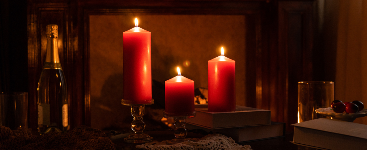 MOZEAL Red Pillar Candles