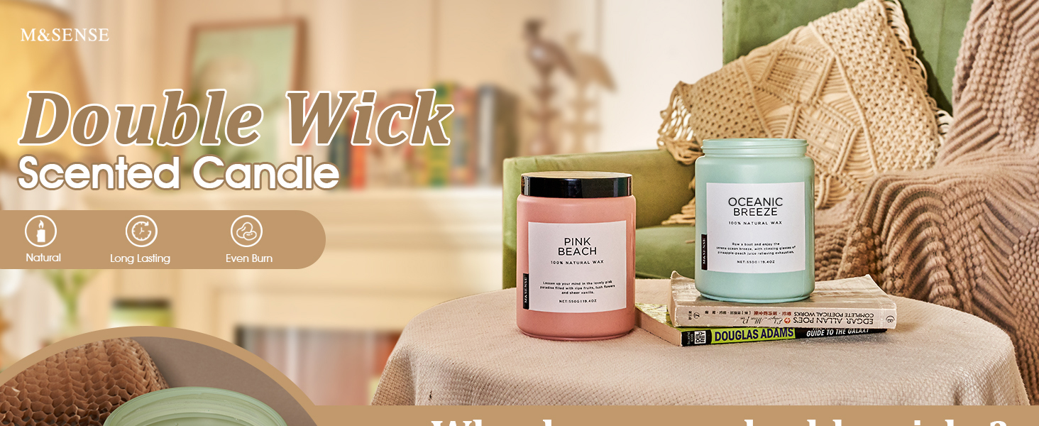 Double wick scented candle for home