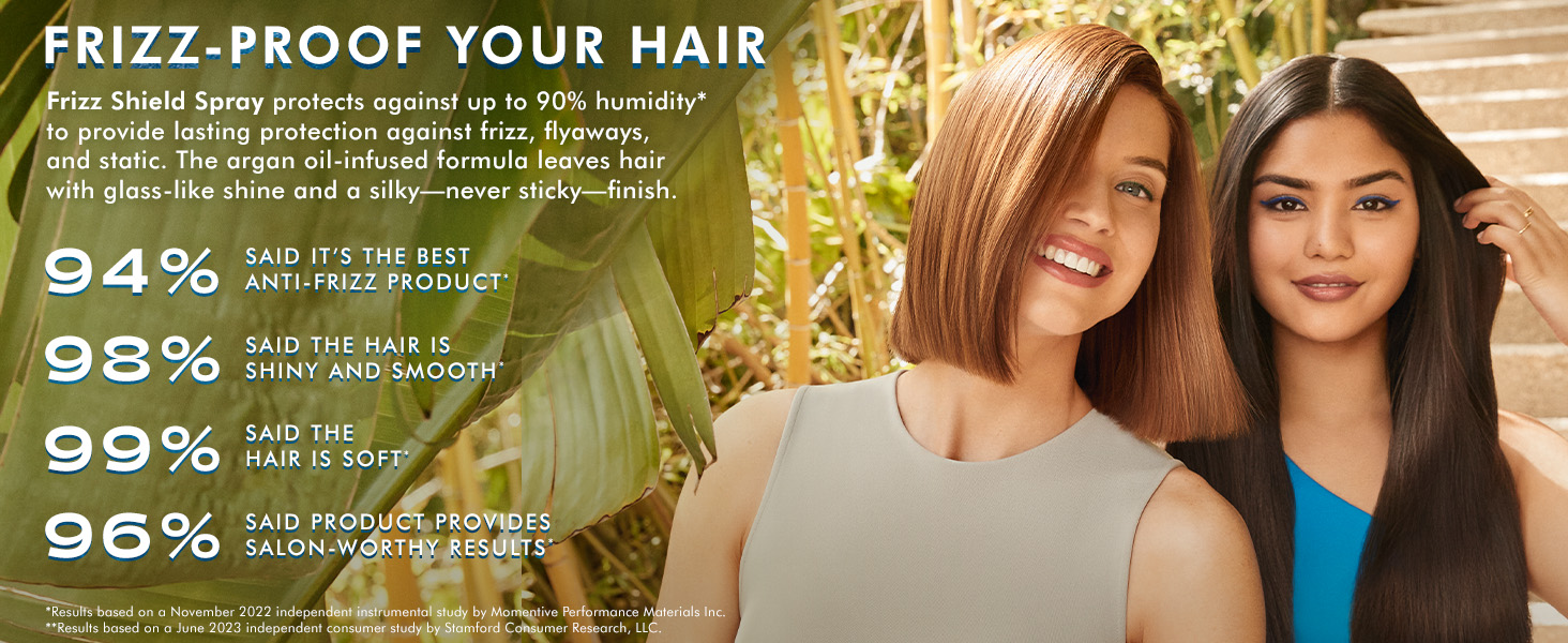 Frizz Shield Spray in use