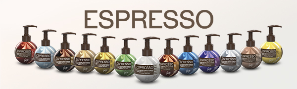 Espresso Color Conditioner: 13 shades coloring and restructuring treatment. Revitalizes in 3 MINUTES