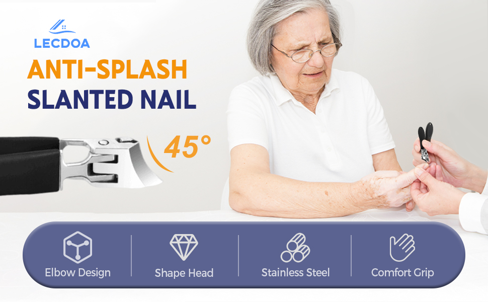 Wide Jaw Opening Anti-Splash Slanted Nail Clipper