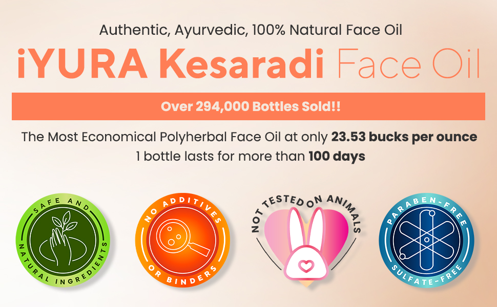 America's Top-Selling, Most Authentic Natural Ayurvedic Face Oil   iYURA Kesaradi Face Oil 