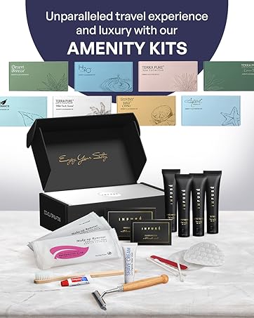 Travel size hotel amenity kit boxes and custom amenity kits