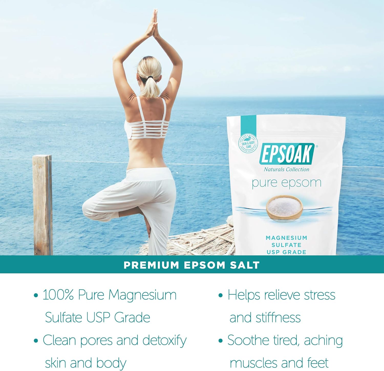 Epsoak 38 lb Magnesium Sulfate USP Epsom Salt Unscented, 2-Pack Resealable Bags - Image 5