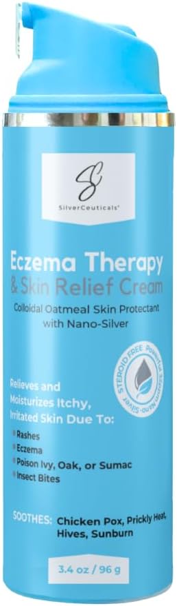Eczema Therapy & Skin Relief Cream - Rashes - Relieves & Moisturizes - Hives - Irritation - Poison Ivy, Oak & Sumac - Sunburn - Insect Bites - Chicken Pox - Prickly Heat - Scrapes - Cuts - 3.4oz