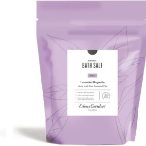 Edens Garden Relaxing Bath Salt Soak – Lavender Magnolia Blend with Pure Essential Oils, Epsom, Dead Sea Salt & Magnesium – for Body Nourishing, Stress Relief & Spa Gifts for Women, 10 oz (283 g)