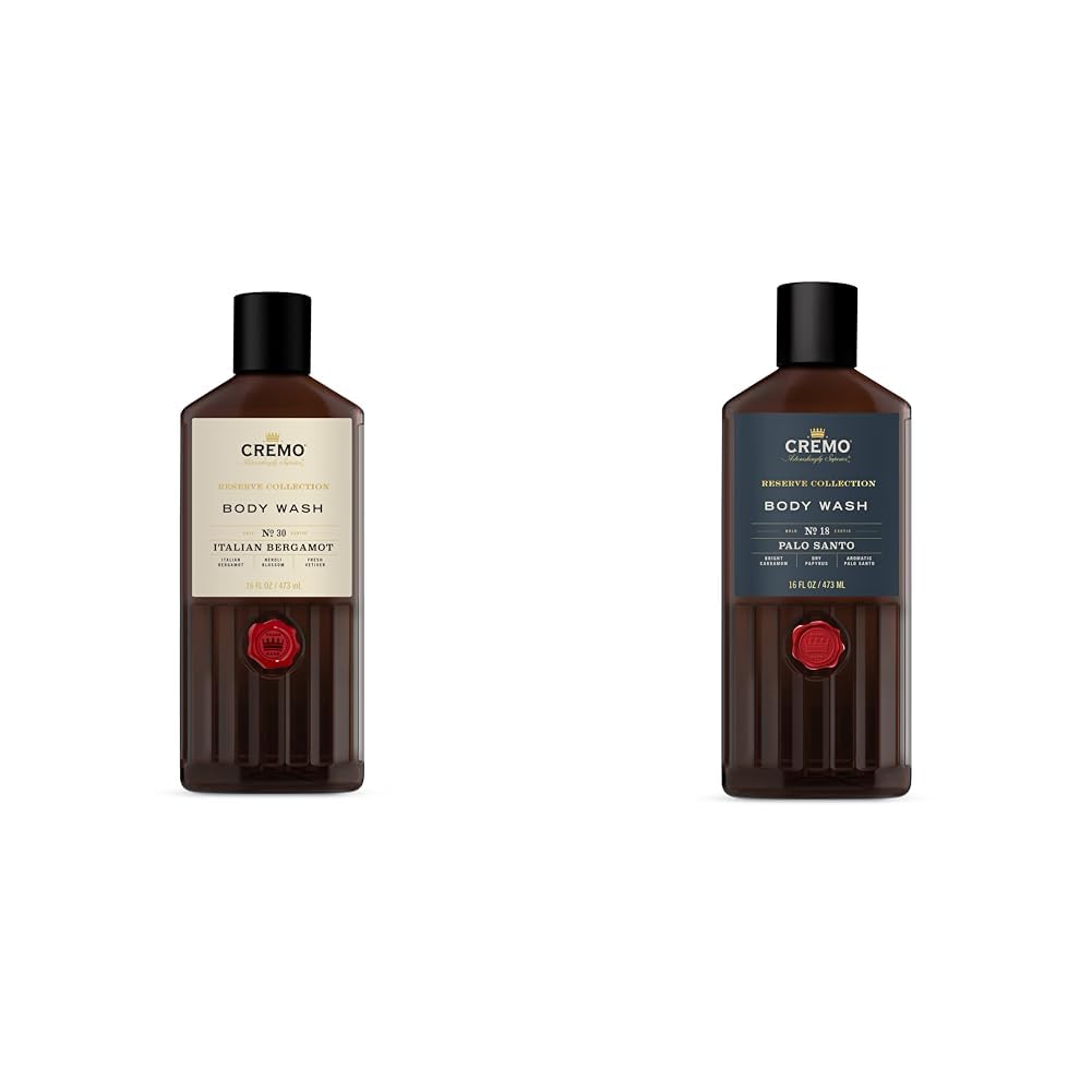 Cremo Men's Italian Bergamot & Palo Santo Body Washes Bundle, Notes of Italian Bergamot, Neroli Blossom, Fresh Vetiver, Bright Cardamom, Dry Papyrus and Aromatic Palo Santo, 2 x 16 Fl Oz