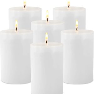 6 Pack Unscented Dripless Smokeless White Pillar Candles, 2.75x3.25 Inch Cylinder Wax Candles for Home Table Holiday Party Spa Decor Emergency