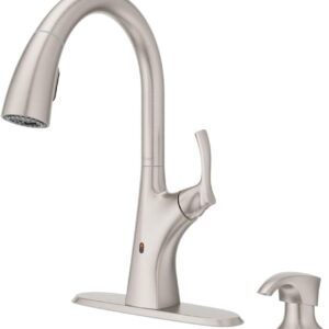 Pfister Masey Touchless Kitchen Faucet with Pull Down Sprayer and Soap Dispenser, Single Handle, High Arc, NSF Certified, Spot Defense Stainless Steel Finish, F529EMCGS