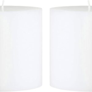 Mister Candle Non Scented Pillar Candle, Unscented 4 x 4 Inch Candles (Set of 2) Hand Poured White Unscented Candles for Home Decor, Premium Wax, Smokeless & Dripless, 80 Hour Burn Time