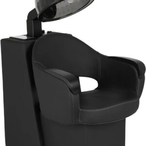 Buy-Rite Luna Noir Salon Dryer Chair Combo with X-TRA Hot 980W Dryer, 60-Min Timer, 4 Heat Settings, Matte Black Accents, Extra-Wide Seat, Ships Assembled - YLG-456-1-BLACK&HL-1500
