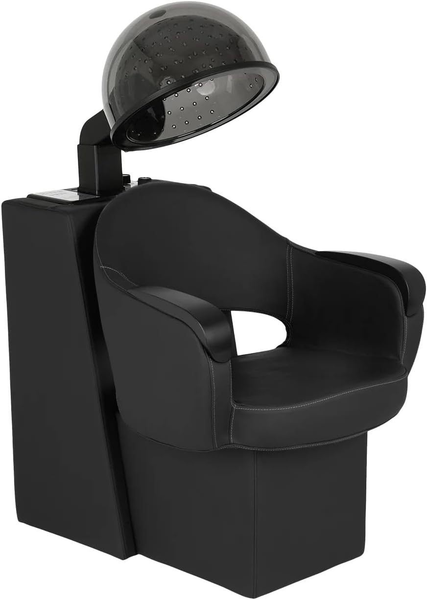 Buy-Rite Luna Noir Salon Dryer Chair Combo with X-TRA Hot 980W Dryer, 60-Min Timer, 4 Heat Settings, Matte Black Accents, Extra-Wide Seat, Ships Assembled - YLG-456-1-BLACK&HL-1500