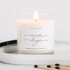 ThreeKin Warm Hugs Scented Candles for Home, Natural Soy Wax, Relaxing Aromatherapy Gifts, Essential Oils Scented, Long-Lasting Candle Burns for 75-Hours, Designed in USA, Lemongrass Lavender Scent