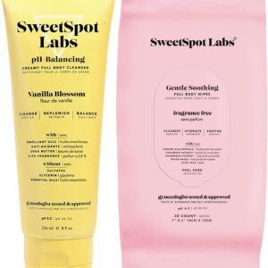 SweetSpot Labs Vanilla Blossom Feminine Wash 8 oz + Unscented Wipes 30 Count