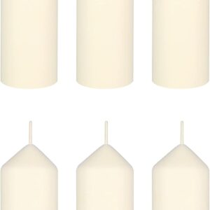 Mega Candles 6 pcs Unscented Round Dome Top Ivory Pillar Candles, Low Cost Single Use Event Wax Candle 2 Inch x 6 Inch, Ideal for Weddings, Parties, Celebrations, Occasions, Florists, Prayers, Vigils