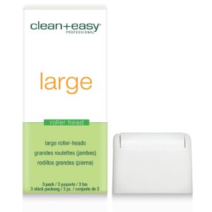 Clean + Easy Large Wax Roller Heads โ Roll On Wax Refill Applicators, Compatible with Wax Cartridges for Legs & Body Hair Removal, 3 Pack
