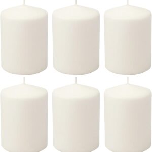 Stonebriar Unscented White Tall Pillar Candles, 35 Hour Burning Candle Pillars, Perfect for Decor, Weddings, Emergencies 3" X 4", 6 count