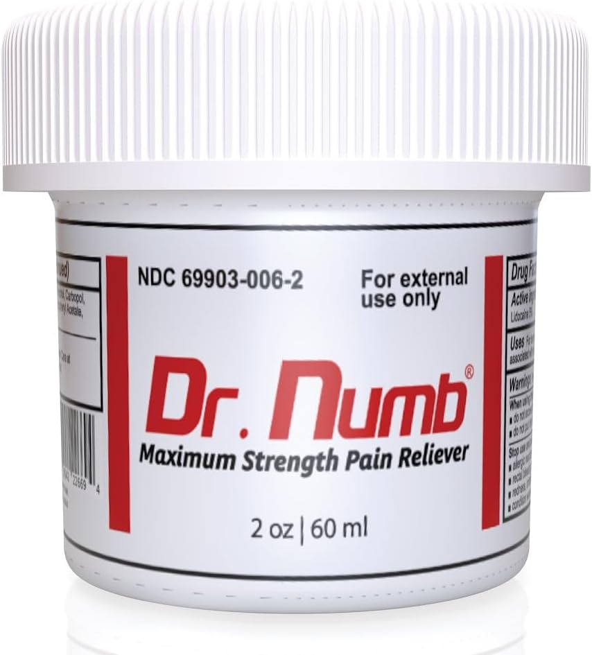 Dr. Numb 5% Lidocaine Cream – Topical Anorectal Cream for Hemorrhoid and Local Discomfort Relief – 2oz