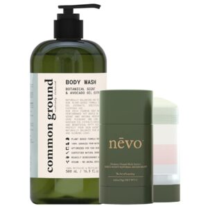 COMMON GROUND Body Wash & Multi Scent Deodorant Cream Stick With Layers Bundle (2 Items), Aluminum Free, Paraben Free & Cruelty Free, Organic, Vegan, Plant-Based, For Men & Women