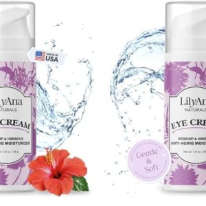LilyAna Naturals Eye Cream for Dark Circles and Puffiness, Under Eye Cream for Wrinkles and Bags, Anti Aging Eye Cream helps Improve Dryness and Sensitive Skin - 1 oz - Made in USA (Pack of 2)