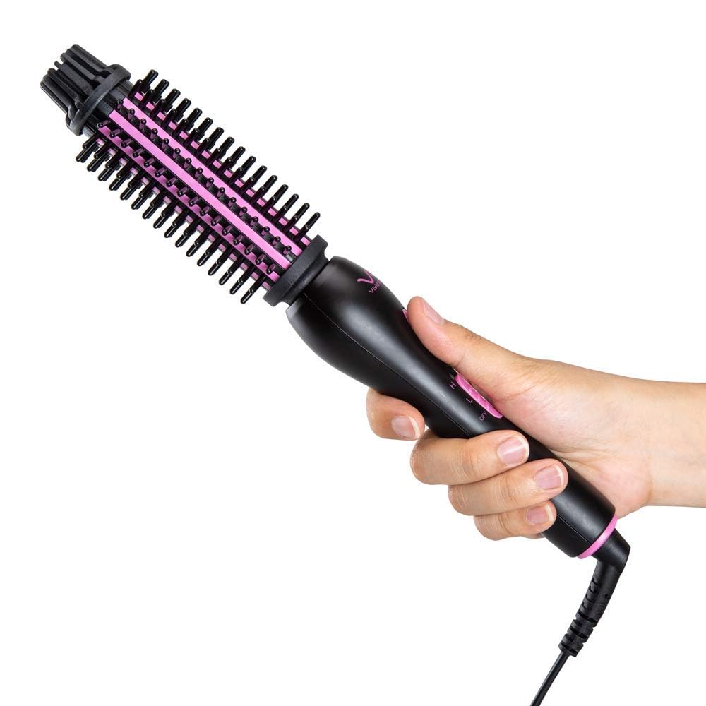 2IN1 Hair Brush Iron Professional Ceramic Hair Curling Iron/Straightener,Anti-Scald Nylon Bristles,Negative Ionic Dual Voltage for Travel,Curls & Waves & Straight - Image 6