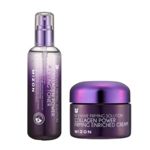 MIZON Collagen Line Collagen firming enriched cream + Collagen lifting toner, Collagen, Moisturizing, Korean Skincare, Wrinkle Care, Revitalizing