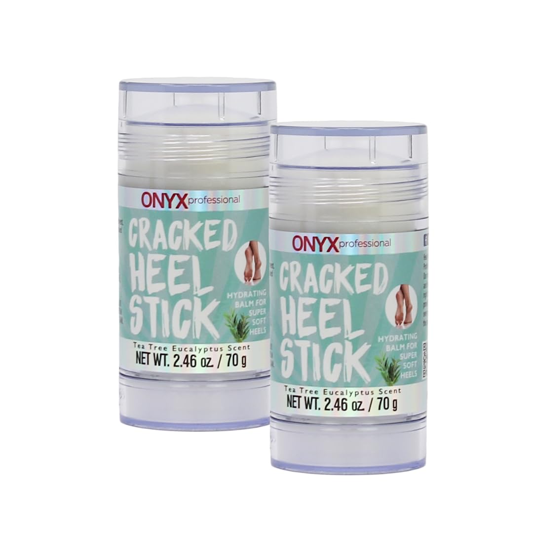 Onyx Professional Cracked Heel Repair Balm Stick(2 Pack)Dry Cracked Feet Treatment,Moisturizing Heel Balm Rolls On So No Mess Like Foot Cream or Foot Lotion, Rescues Cracked Feet,Tea Tree Scent Clear