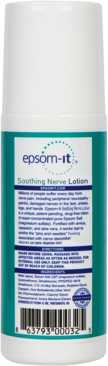 Epsom-It Soothing Nerve Lotion - Roll On Epsom Salt Magnesium Lotion, Topical Magnesium Cream with Capsaicin & Arnica for Tired Muscles, and Sleep, 3oz, 4-Pack - Image 8