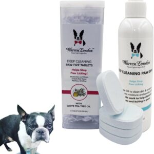 Warren London Deep Cleaning Paw Soak | Soothing Itchy Paw Relief for Dogs with Seaweed, Tea Tree Oil, & Aloe Vera | Anti Licking for Dogs Paws | 5 Minute Paw Spa Service at Home | Tablets & Spray