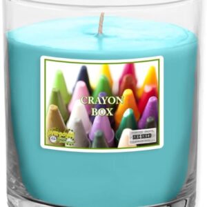 She Shed Candle Collection | Crayon Box Scent | Novelty Scented Jar Candle Artisan Hand Poured to Order | 14 oz. 130 HR Burn 3 3/8" x 4 1/4" Reusable Tumbler | Teal, Paraffin Free