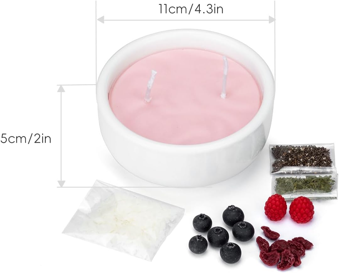 Soy Candle Fruit Yogurt Bowl with 2 Wicks - Blueberry Raspberry Cranberry Scent Gift - Image 7