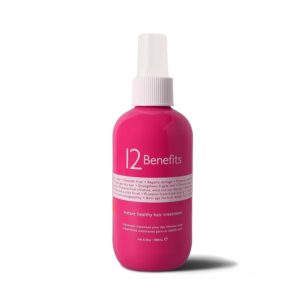 12 Benefits Instant Healthy Hair Treatment - Leave In Conditioner Spray with Quaternium 39 and Silk Fibre Protein - Smooths Frizz, Strengthens & Repairs Damaged Hair - (6 Fl Oz), Packaging May Vary