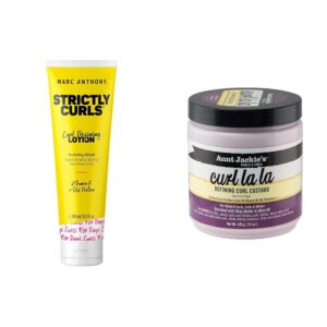 Marc Anthony Strictly Curls 8.3oz Curl Defining Lotion & Aunt Jackie's Curl La La 15oz Curl Defining Custard Bundle
