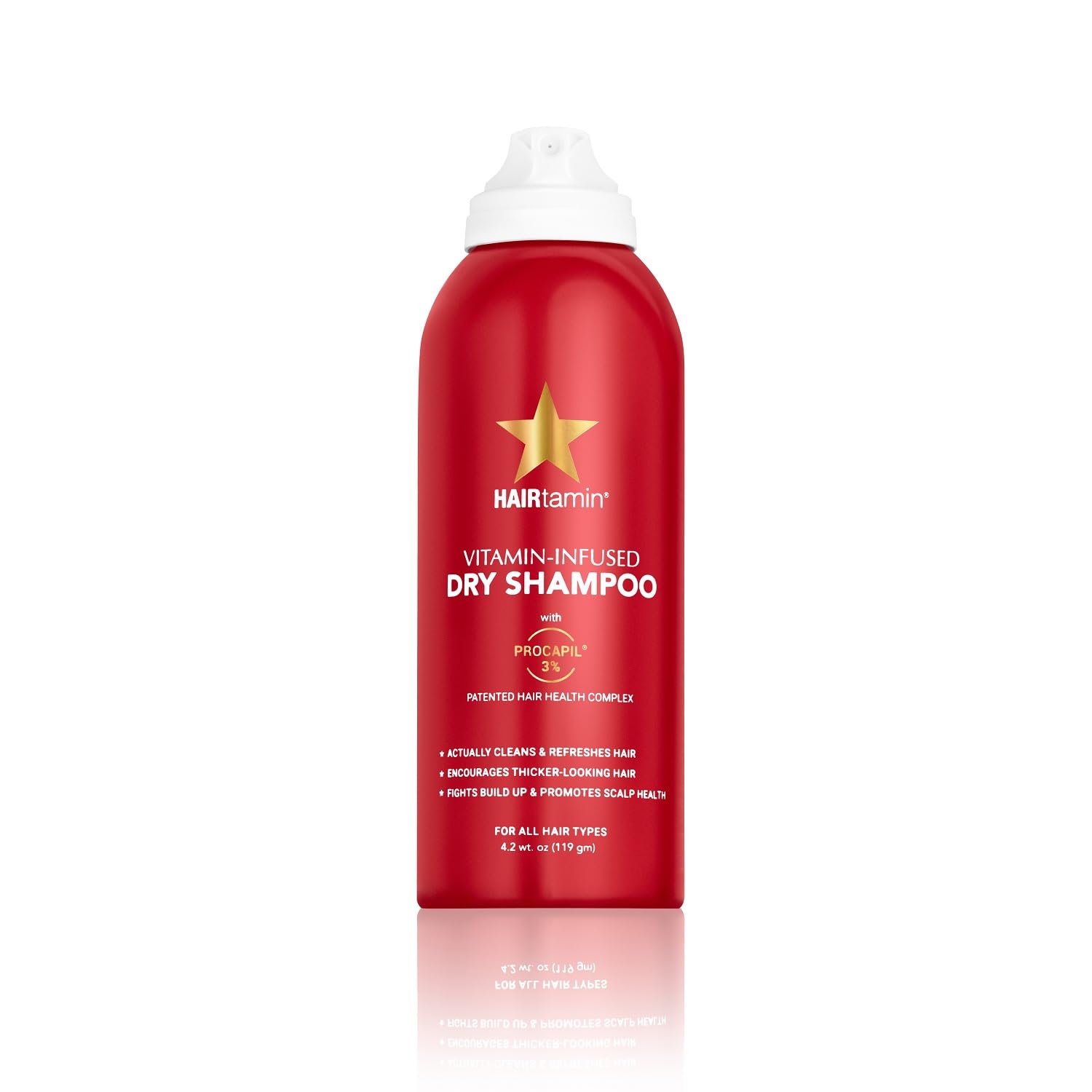 HAIRtamin Vitamin Infused Dry Shampoo for Women | Hair Texture Spray that Cleanses & Refreshes | Hair Complex for Healthy Thicker-Looking Hair | Procapil 3% & Vitamins for Scalp Health | Talc Free