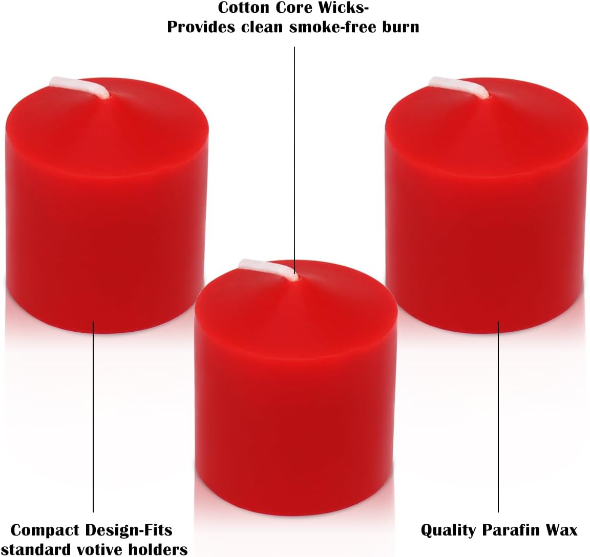 8 Hour Burgundy Votive Candles for Weddings Party Christmas and Emergency, Set of 9 Unscented Bulk Candles for Restaurants and Home Decoration - Image 7