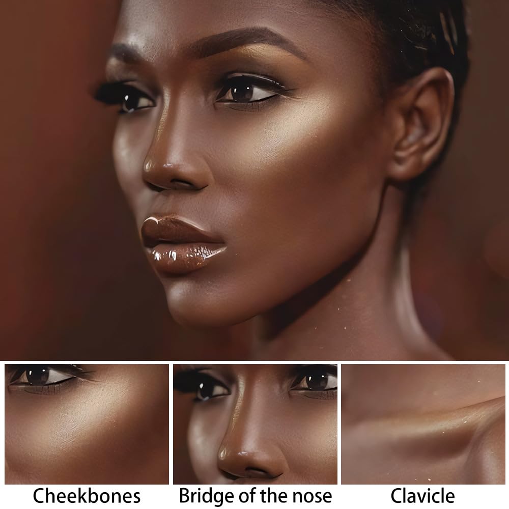 Evpct 2Pcs Face Cream Contour Bronzer Sticks Makeup Highlighter Kit in Dark Brown and Gold - Image 5
